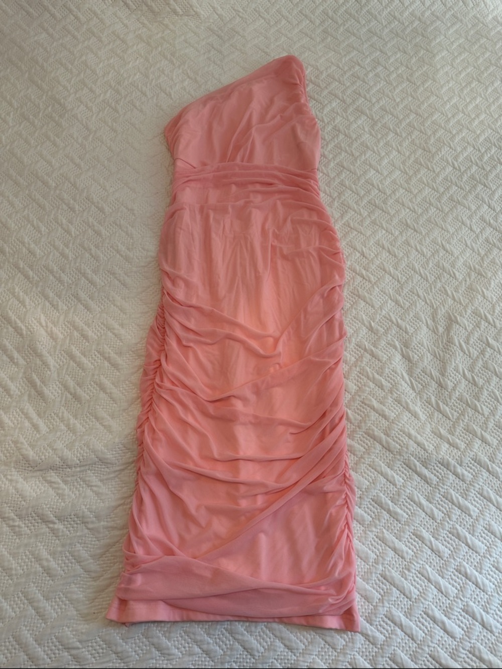 Amazon One-Shoulder Pink Ruched Evening Dress